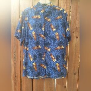 Silk Hawaiian  Car Print Men's Casual Button Down Shirt